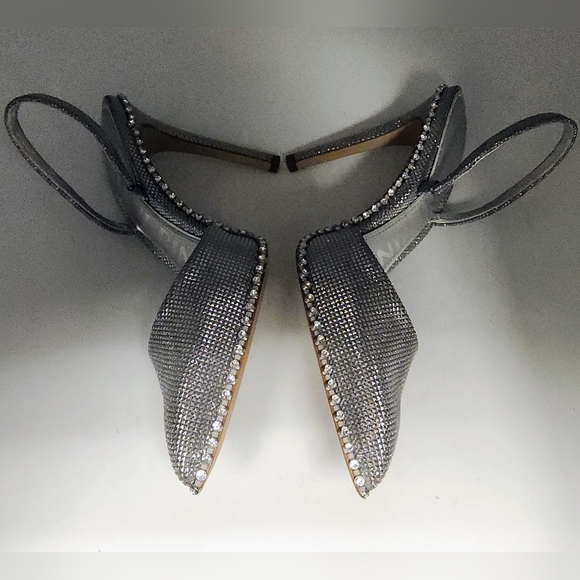 Gianni Bini Silver Rhinestone Embellished Slingback Pumps - Size 7.5 - Picture 9 of 17